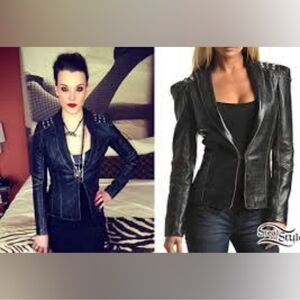 AFFLICTION Black Premium Leather Jacket M Studded Distress Blazer ASO Lzzy Hale